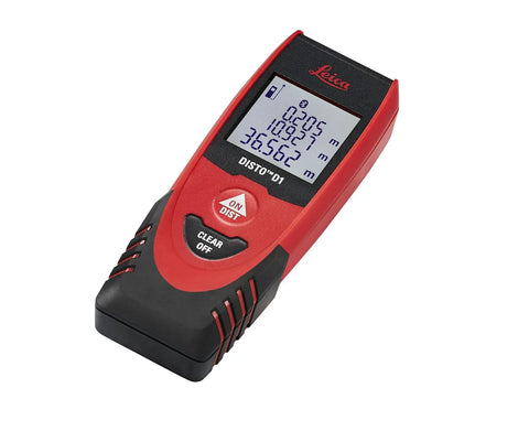 Disto D1 Laser Distance Meter With Bluetooth 4.0, 130 Ft Range, Quick Two-Button Operation, Precision To 1/16 Inch, Compact Black Red Laser Measure For DIYers, Home Reno Crews, And Pros