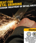 Tough As Nails Diamond Bench Grinding Wheel For Die Grinders Hella Sharp For Pocket Knives Hunting Tools And Garden Equipment 3/8 Inch Arbor Drill Mount Setup No Sweat Operation during metal grinding with sparks flying.