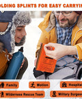 Two people with Universal Aluminum First Aid Splint Kit 36 Inch By 4.3 Inch Waterproof Medical Tactical Splint, outdoors in winter gear.