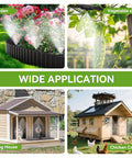 Wide application of 120Ft Outdoor Misting System With 28 Brass Nozzles And 2 Water Filters DIY Misting Kit for garden, dog house, chicken coop.