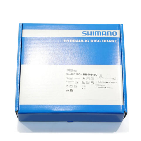 Deore BR-M6100 Disc Brake Metallic Rear Mount box packaging for mountain bikes, Shimano branding