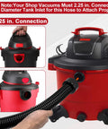Two And A Quarter Inch Shop Vac Hose Extension, Ten Foot Cuff With 2.25 Inch Connection, Fits Most Major Brands Like Craftsman