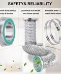 Magnetic dryer vent coupling DV180 kit; flexible aluminum foil duct, teal seals, stainless clamps, 3 ft 4 in length.