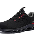 Work Ready Steel Toe Shoes For Men, Lightweight Safety Sneakers With EVA 3D High Rebound Sole, ASTM F2413 Certified, Red Black, Size 11