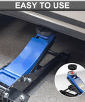 Universal Floor Jack Pad And Cross Beam Adapter For Pinch Weld Protection, 3 Ton Capacity, installed on vehicle, black pad