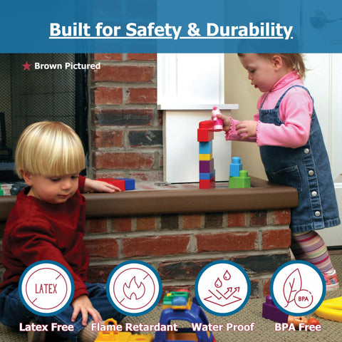 Kid Safe Large Hearth Pad Kit For Baby Proofing Your Fireplace With Adhesive Backed Bumpers 12.5 Feet Of Padding Includes 3 Straight Pieces And 2 Corner Pieces Made In The USA Brown
