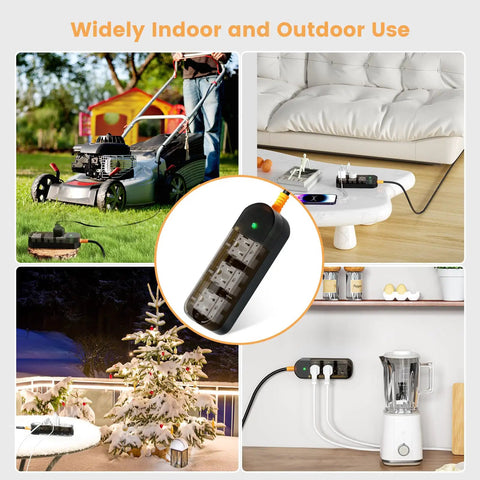Weatherproof Outdoor Power Strip With 3 Outlets, 6 Ft Extension Cord, Waterproof Surge Protector 1625W 13A For Camping, Home