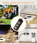 All Weather Outdoor Power Strip With 10 Foot Extension Cord, Waterproof Surge Protector With 3 AC Outlets, 1625W Overload Protection, Built Tough For Camping, Home, Office And Garden, IPX6 Rated, UL Listed on lawn, patio, and indoor countertop