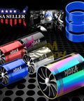 Turbine Air Intake Fuel Saver Dual Fan Turbonator Acceleration System For 2.5 To 3.0 Inch Intake Hose Universal Fit Petrol And Diesel Vehicles Red Easy Install For Quick Boost And Enhanced Throttle Response, shown with multiple color options and installation image.