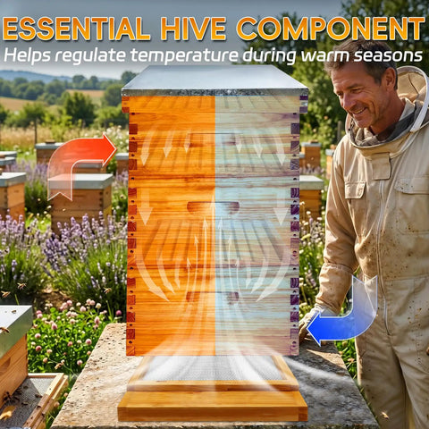 10 Frame Beehive Screened Bottom Board With Beeswax Coating For Langstroth Hives Pro Grade Cedar Construction in apiary