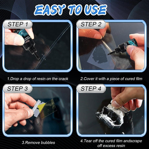 Step-by-step DIY using Windshield Crack Repair Kit 2025 Upgrade Nano Glass Repair Liquid for quick fix on windshield cracks.