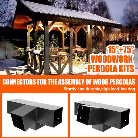 Tough As Nails 4x4 Pergola Brackets With 15 Degree Up And 75 Degree Down Slant For Outdoor Pergolas Porches Or Cabins Heavy Duty Galvanized Steel DIY Kit With Hardware 4 Pack