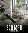 Cordless Leaf Blower With Turbo Mode, This Beast Delivers Up To 765 CFM And 200 MPH Air, clears wet leaves off patio