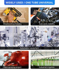 Image showing various applications of the 3/8 Inch OD PU Air Tubing Kit 10 Meter Length 27-Piece Pneumatic Fittings in different industries.