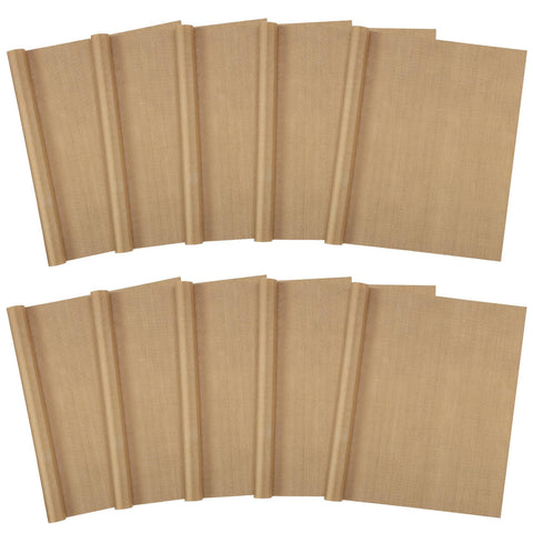 Nonstick PTFE Teflon Sheets For Heat Press 16x20, 10 Pack, Reusable Double Sided Sheets For T Shirts Hats Sublimation Crafting And Baking, shown in a stack