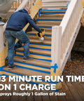 Person using Home Decor HVLP Paint Sprayer For Furniture And Crafts, Chalk Paint And Milk Paint Compatible, on stairs