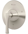 Rhen 1-Handle Tub And Shower Trim Kit In Brushed Nickel, Valve Not Included, SecurePfit Fixed Hub Handle For A Solid Wobble-Free Mount