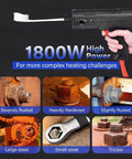 Straight Up 1800W Magnetic Induction Heater With Split Body, showing usage with different rusted bolt sizes and conditions.