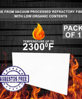 Front view of SIMOND STORE ceramic fiber insulation board, 1/2 in thick, 19.7 x 39.4 in, 2300°F; asbestos-free
