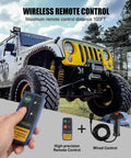 Heavy Duty 13500lbs Electric Winch With Wireless Remote 12V System And Stainless Steel Cable For Truck Trailer Jeep 4WD Off Road Recovery And Towing Jobs with wireless remote control.
