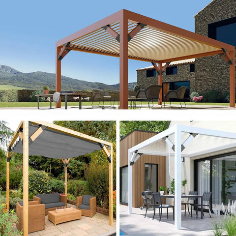 Heavy Duty 45 Degree Corner Brace Support Bracket Set Of 8 For Deck Pergola Gazebo Shed Posts Black Powder Coated Steel post connectors for outdoor structures.