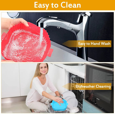Two Pack Reusable Air Fryer Square Liners For 3 To 6 Qt, Heat Resistant Silicone Liner Pots, Easy Clean And Dishwasher Safe