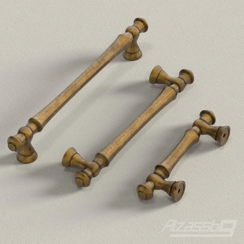 Solid Antique Brass Cabinet Knobs 10 Pack 2.1 Inch 55mm Cabinet Hardware For Cabinets Cupboards And Drawers Brushed Finish