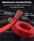0 Gauge Car Audio Wiring Kit 3-In-1 With 1/0 AWG CCA Power And Ground Cable, 25 Ft Each In Black And Red, cable cross-section detail