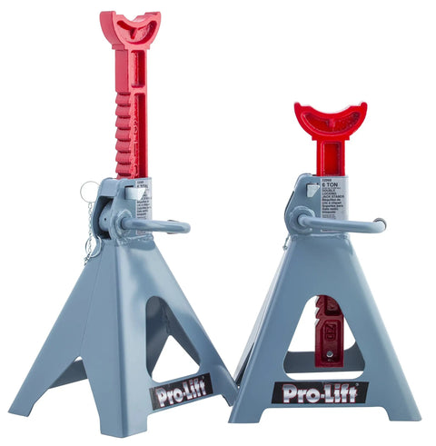 Six Ton Jack Stands Set With Double Lock Pins, Handle Lock And Mobility Pin, heavy duty steel, 16 to 23.5 in lift range