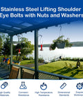 Built Tough 5 Pack M8 Stainless Steel Eye Bolts With Nuts And Washers, 1 Inch Thread Length, Rustproof 304 Stainless