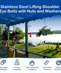 Pergola with string lights using Ten Pack M6 Stainless Steel Eye Bolts With Nuts And Washers, 0.55 Inch Thread Length, shoulder eyebolts.