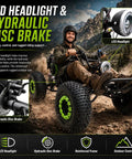 Super Slick 212cc Gas Powered Off-Road Go Kart For Teens And Adults That Hits 35 MPH With A Mighty 7.5 HP Engine featuring LED headlight and hydraulic disc brake.