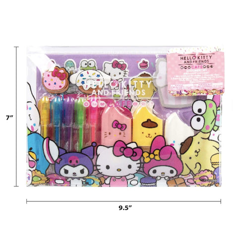 Hello Kitty And Friends 22-Piece Stationery Set With Totally Cute Kawaii Notebooks, Squishy Stickers And Zippered PVC Case