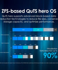 ZFS-based QuTS hero OS image illustrating advanced block-based data reduction technologies for optimizing storage capacity.