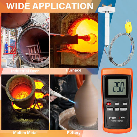 Kiln Temperature Thermometer With K Type Thermocouple And Ceramic Insulator Sensor displayed with ovens and forges
