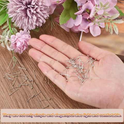 Flat Head Pins For Jewelry Making 200 Pcs 35mm 20 Gauge Brass Head Pins In White And Purple Bronze in hand