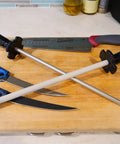 CS2 Ceramic Knife Sharpener And Honing Rod 12 Inch for Razor Sharp Edges on cutting board with kitchen knives