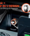 Two In One Car Charger And Flashlight With 400 Lumens Six Light Modes Compact LED Light in car's console