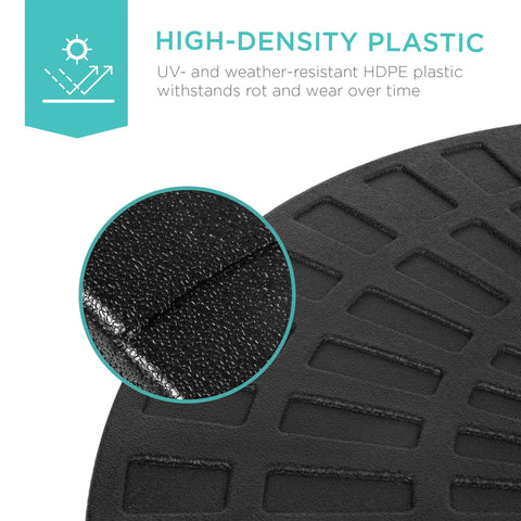 Close-up of UV Protected HDPE construction for 4 Piece 158 Pound Cantilever Offset Patio Umbrella Base Stand With Carry Handles
