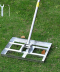 Heavy Duty Lawn Leveling Rake With 17x10 Inch Head And 5 Foot Adjustable Stainless Steel Handle, Rustproof Yard Tool on grass