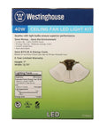 Packaging of Three Light LED Ceiling Fan Light Kit in Oil Rubbed Bronze with Frosted Ribbed Glass Shades