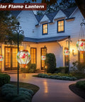 Solar Hot Air Balloon Lantern With Flamingo Pattern illuminating garden path at night