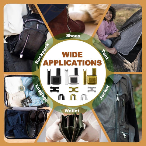144 Piece Universal Zipper Repair Kit For Everyday Use A Must Have With Four Zipper Sizes 3 5 8 10 for various applications like backpack, shoes, tent, luggage, jacket, and wallet
