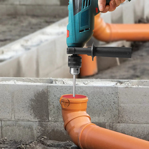 4 Inch PVC Pipe Reamer With Aluminum Body And Stainless Steel Hex Key Shaft used on orange PVC pipe with drill