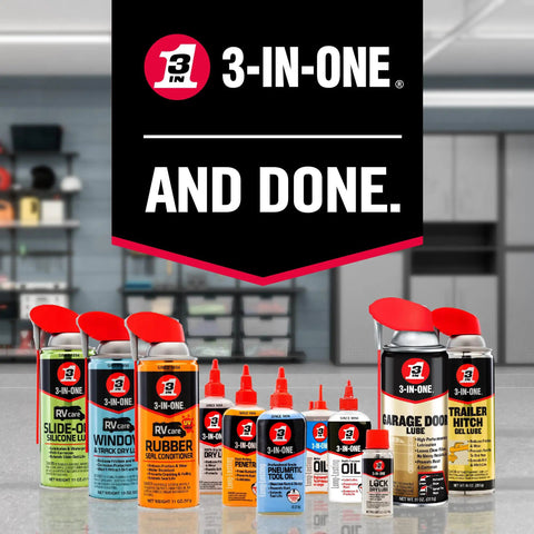 Assorted 3-IN-ONE oil products, including Fast Acting Penetrant Drip Oil 4 Oz For Loosening Stuck Parts And Rust Prevention.
