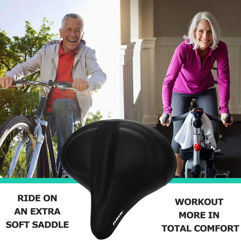 Ultra Comfortable Oversized Bike Seat With Memory Foam Padding And Extra Wide Soft Saddle for Men Women Seniors