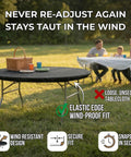 Ten Pack Black Round Plastic Table Covers For 60 Inch Tables Indoor Outdoor Fitted Covers 5 Feet Diameter Tables Not Included Bulk Party Catering Supply For Events Or Receptions covering a table in a garden setting.