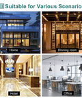 Image showing various applications of heavy duty door pull handle set for public and commercial doors, including home, dining room, hotel, and office.