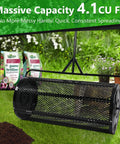 Easy Push And Tow Compost And Peat Moss Spreader 36 Inch with metal mesh roller on grassy lawn