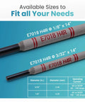 Close-up of Premium E7018 H4R Low Hydrogen Carbon Steel Stick Electrode One Eighth Inch Five Pound Pack Vacuum Sealed